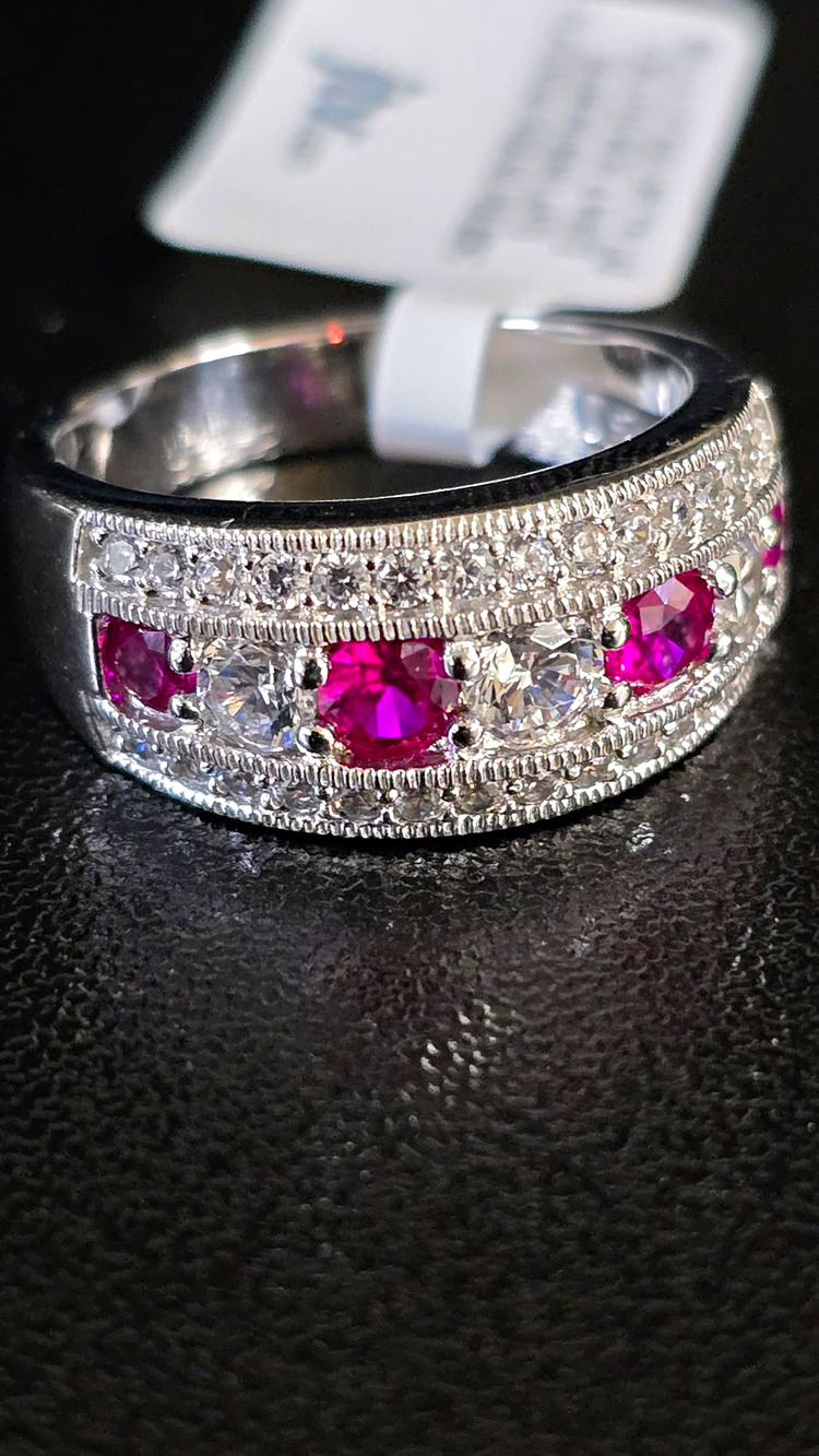 Bella Luce Lab-Created Ruby & Simulated Diamond Platinum Over 925 Ring Sz 8
